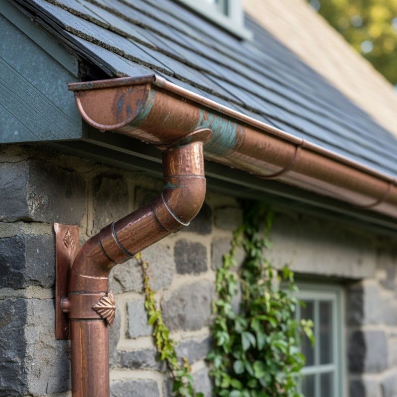 Copper Downspout Installation detail
